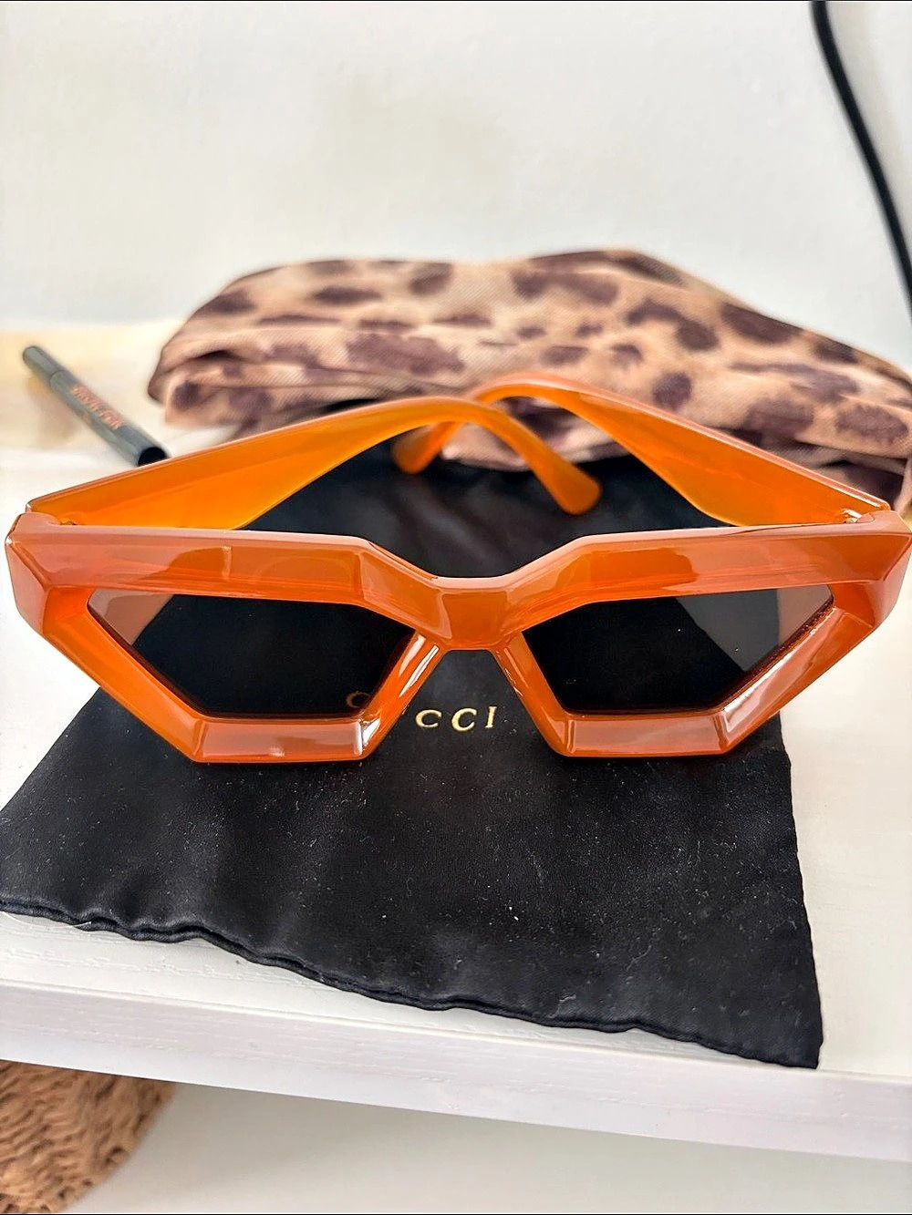 Gucci GG1535S Geometric Sunglasses GG1535S Orange Geometric Sunglasses